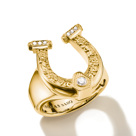THOMAS SABO prsteň Gold Plated Horseshoe TR2509-414-14
