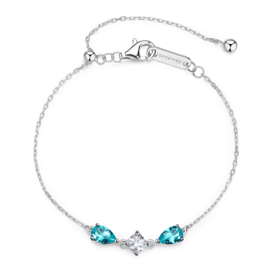 BROSWAY stříbrný náramek Fancy Aqua Green náramek BWFAG05