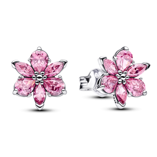 PANDORA stříbrné náušnice Růžové květiny náušnice 292633C02