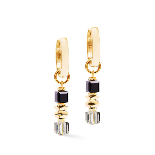 COEUR DE LION náušnice Wave Cube Flow gold-black náušnice 3044-21-1316