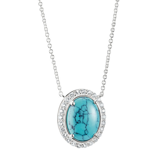 THOMAS SABO náhrdelník Turquoise stone and white zirconia náhrdelník KE2379-405-17