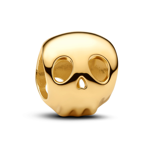 PANDORA pozlacený mini korálek Lebka přívěšek 764518C00