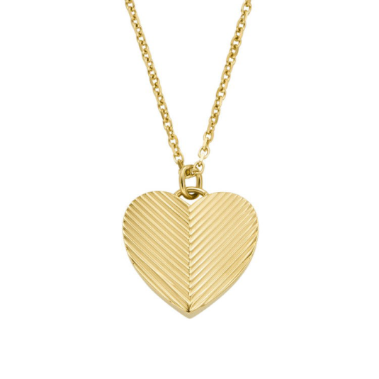 FOSSIL náhrdelník Harlow Linear Texture Heart Gold-Tone náhrdelník FOJF04652710