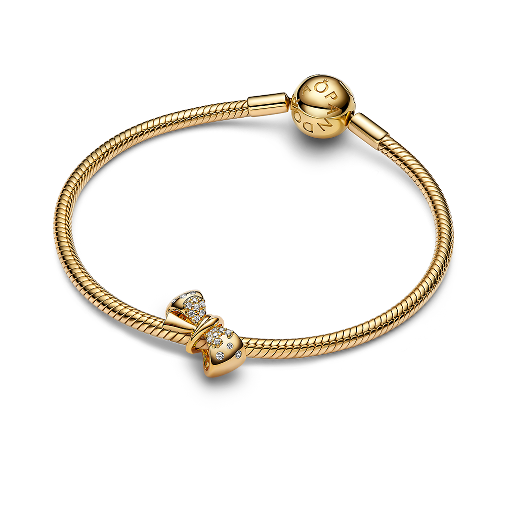 PANDORA gold plated bead Sparkling bow M 763442C01 Sofia
