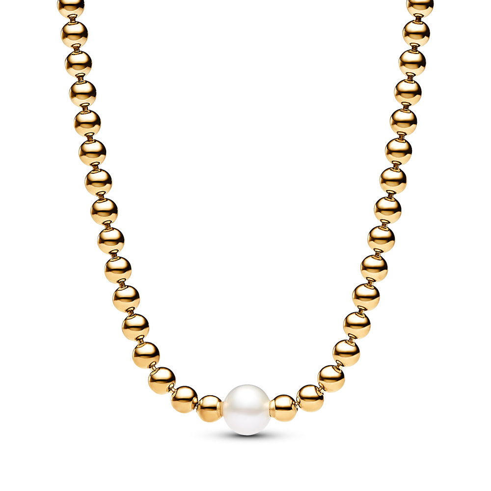 PANDORA gold plated necklace Pearl and beads M 363176C01 45