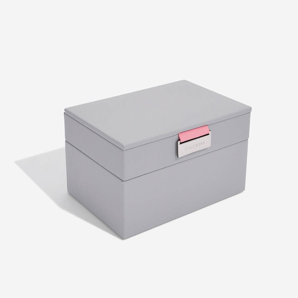 Stackers Grey Rose Classic Medium – Portagioie A Strati, Organizer Per Gioielli E Orologi, 25x18x6 Cm