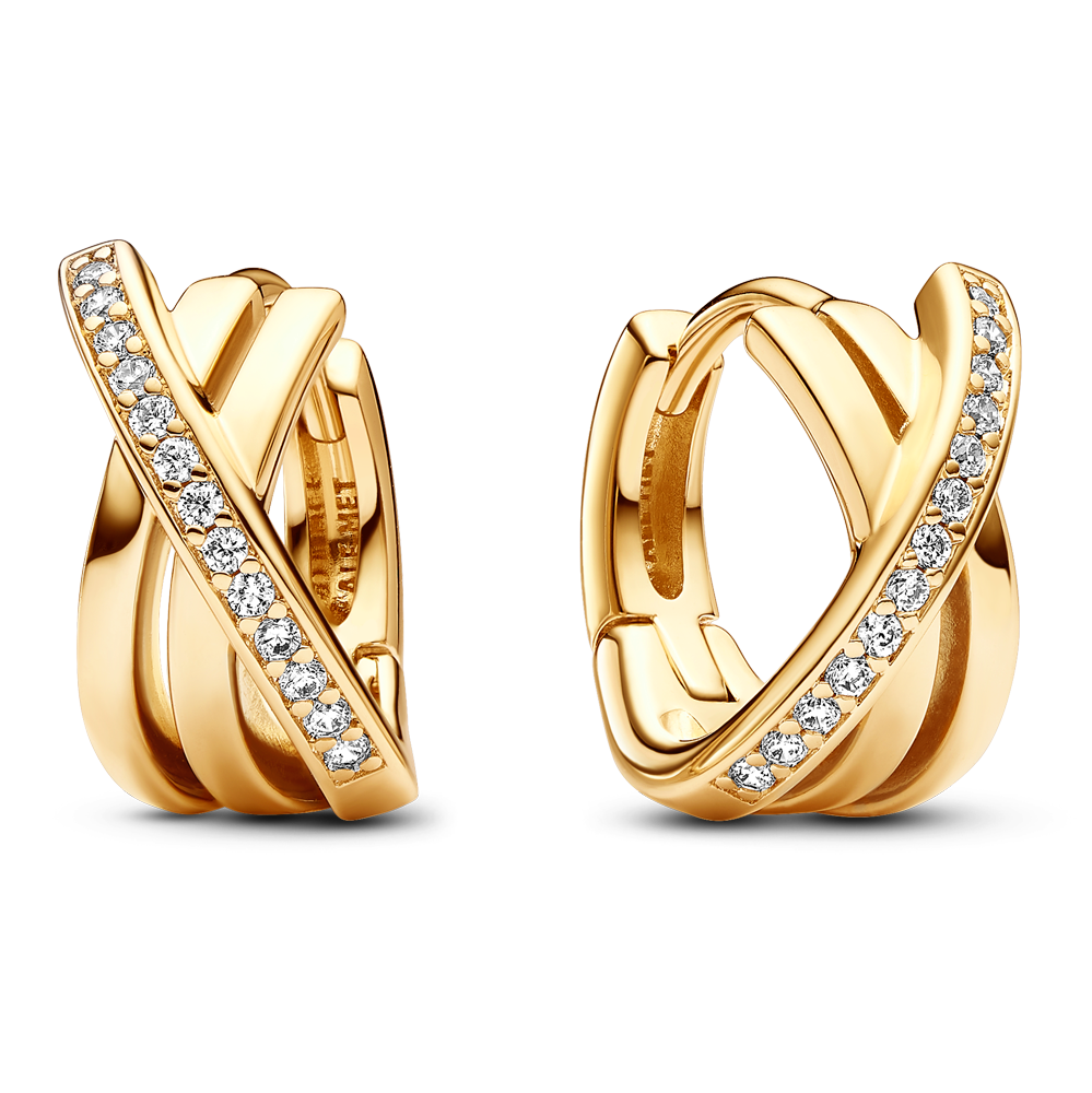 PANDORA gold plated earrings Crossed pave M 263150C01 Sofia