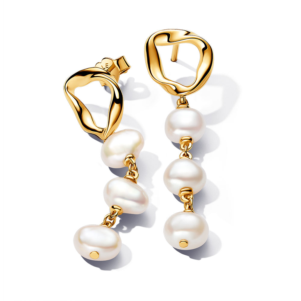 PANDORA ESSENCE gold plated earrings with pearls M 263263C01