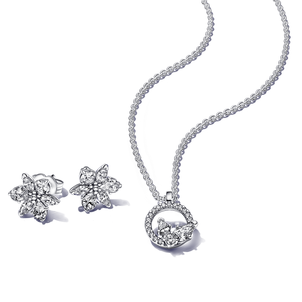 NIB Pandora SS & CZ Cascading Glamour Necklace & Earring Set - RETIRED -  MINT | eBay