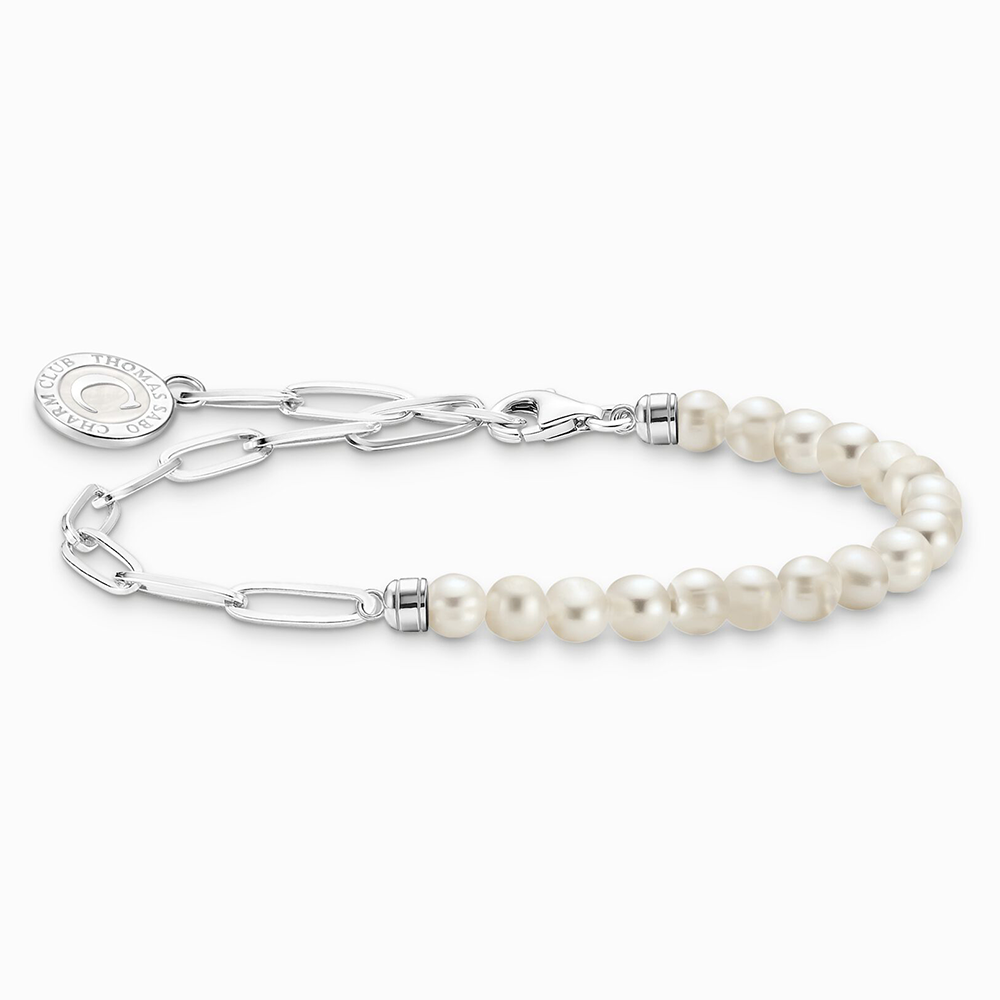 THOMAS SABO charm bracelet White pearls and chain link M A2129 158 14
